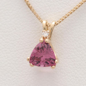 Pink Garnet Diamond 14K Gold Pendant Necklace